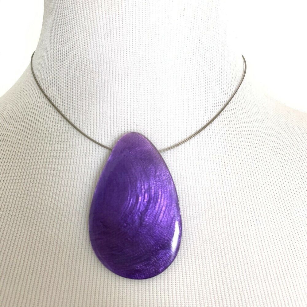 Origin Jewelry Resin Shell Eco Friendly Purple Statement Necklace NWT Fashion